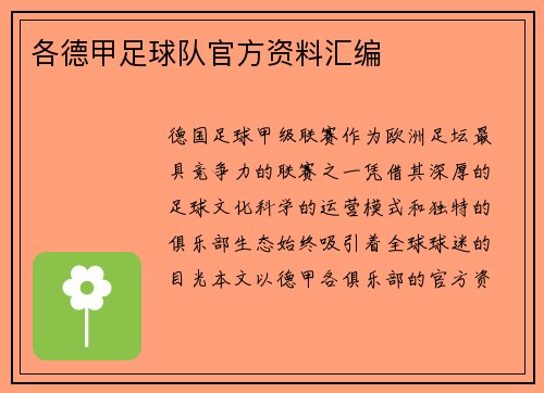 各德甲足球队官方资料汇编